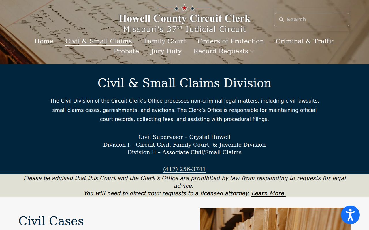 Howell County civil docket civil and small-claims category information