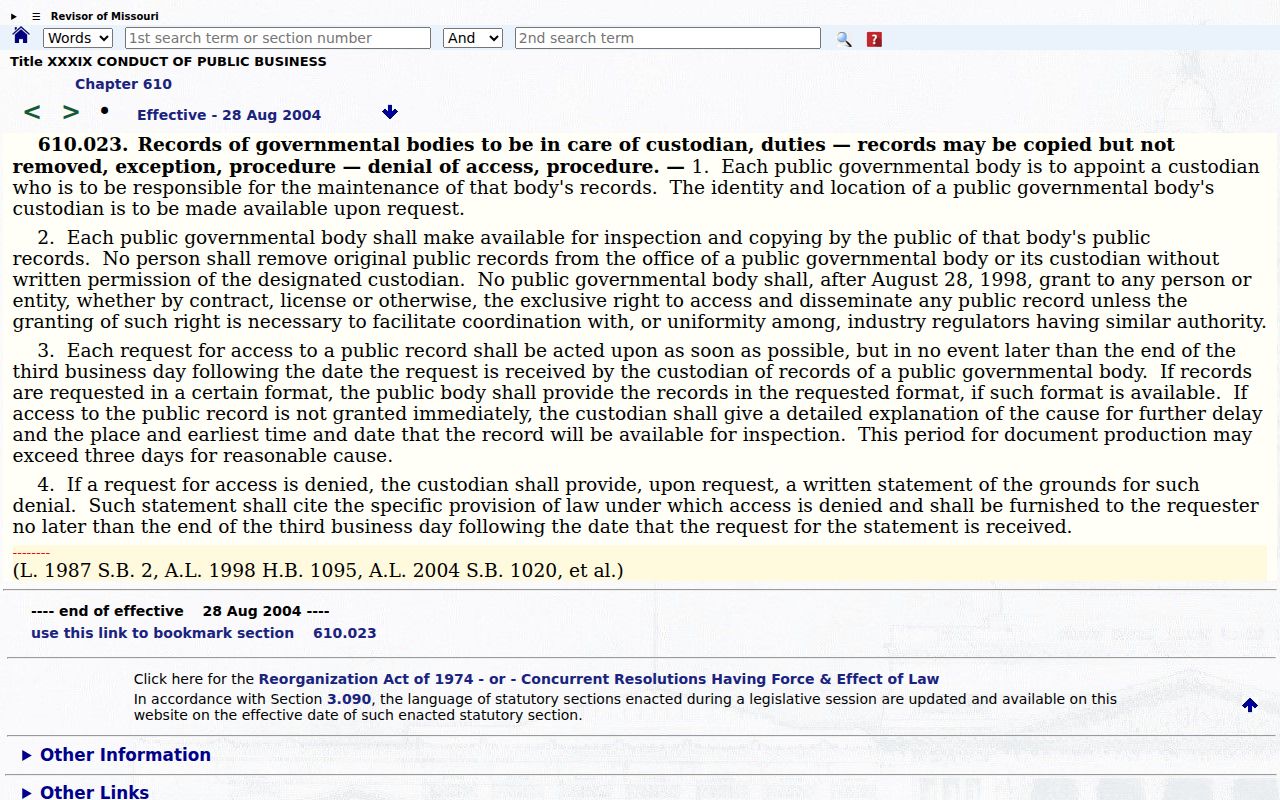 Howell County court records Missouri public response law