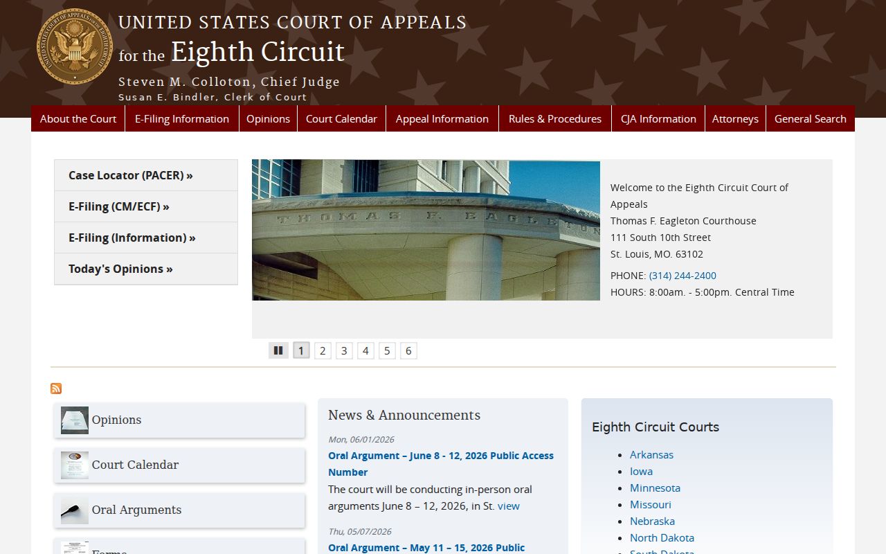 Howell County criminal docket Eighth Circuit federal appellate court information