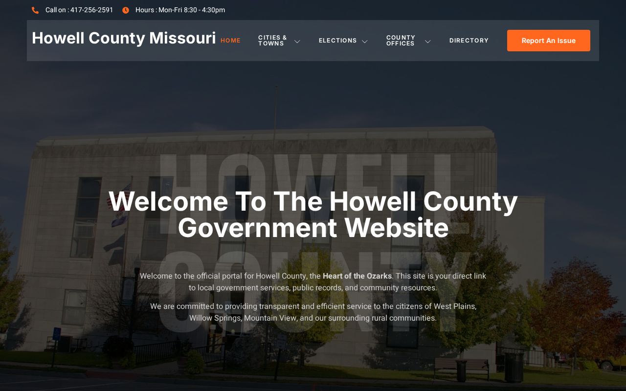 Howell County court docket public county government and court access page