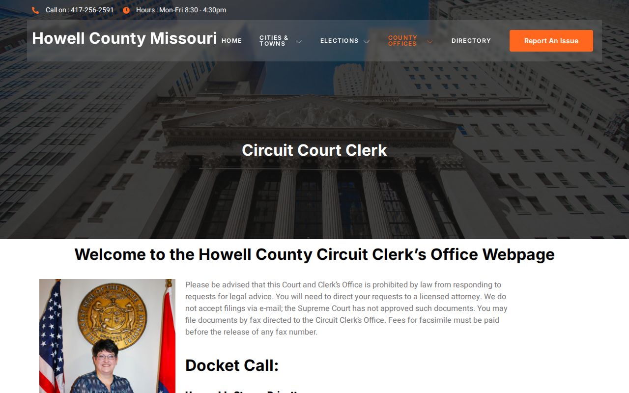 Howell County court docket Circuit Clerk schedule and contact information