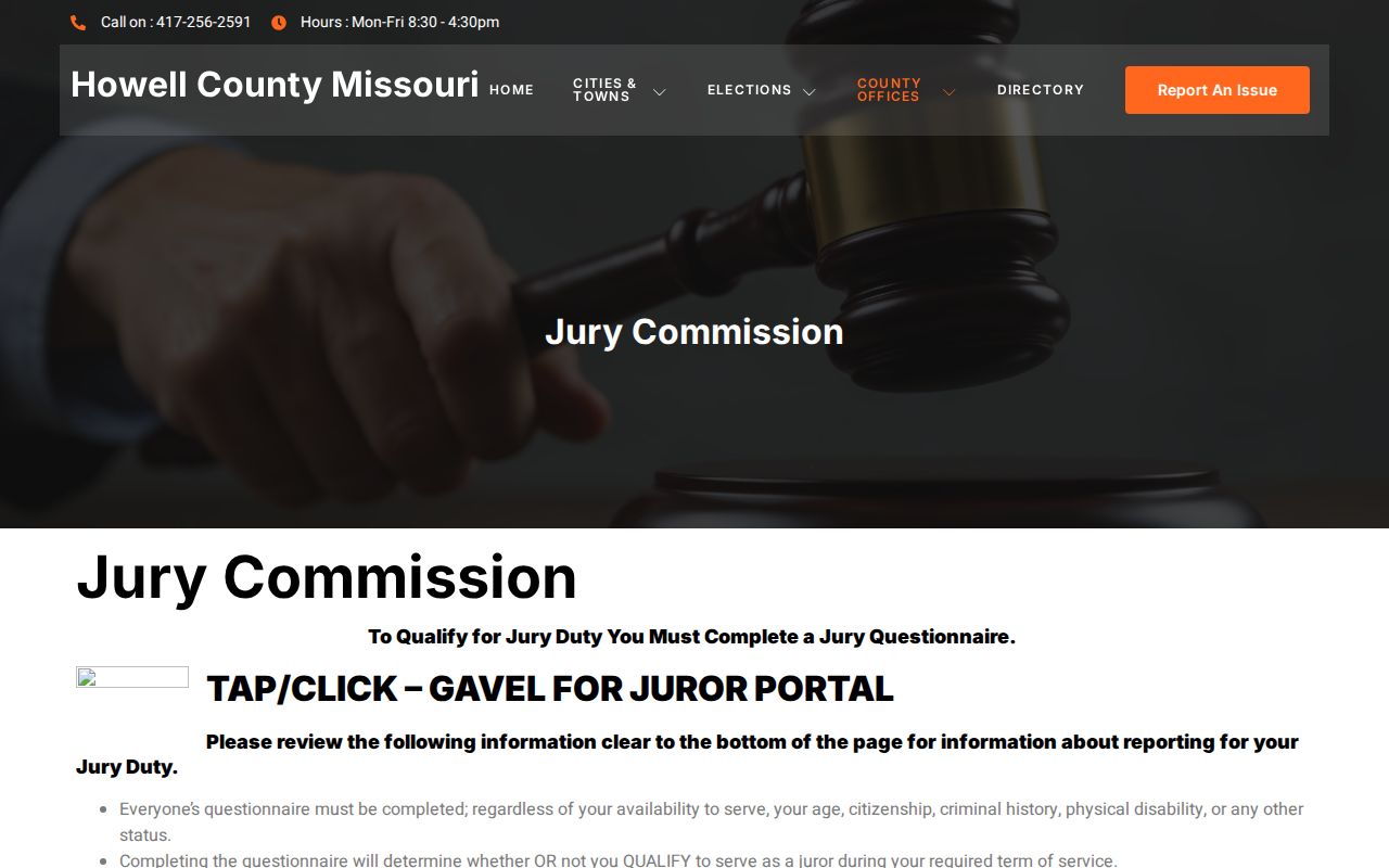 Howell County court docket courthouse access and jury reporting information