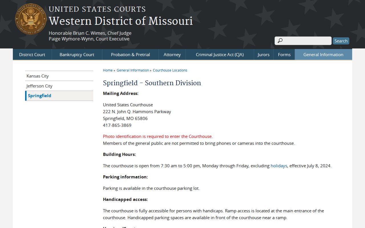 Howell County court docket federal Southern Division courthouse access information