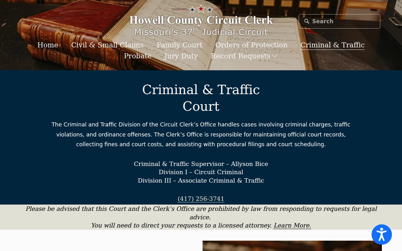Howell County traffic court records criminal and traffic office information