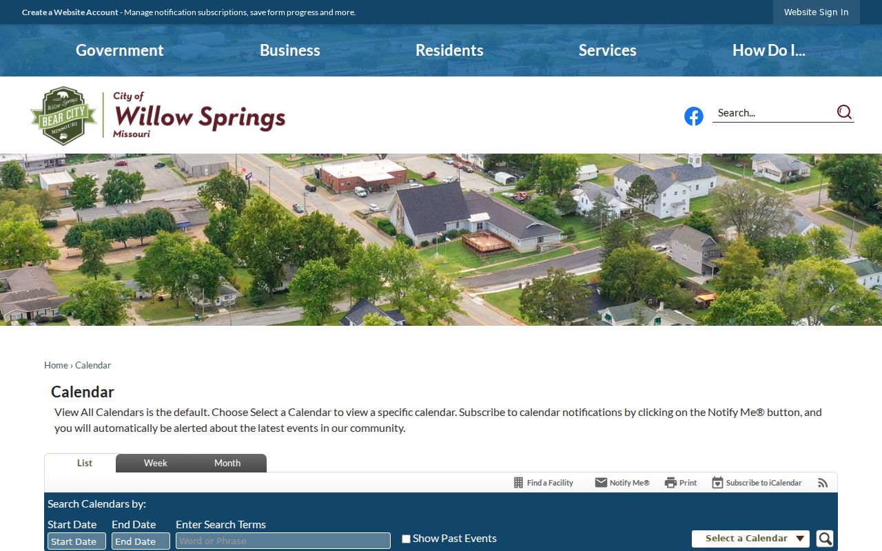 Willow Springs court docket city calendar Municipal Court event listing